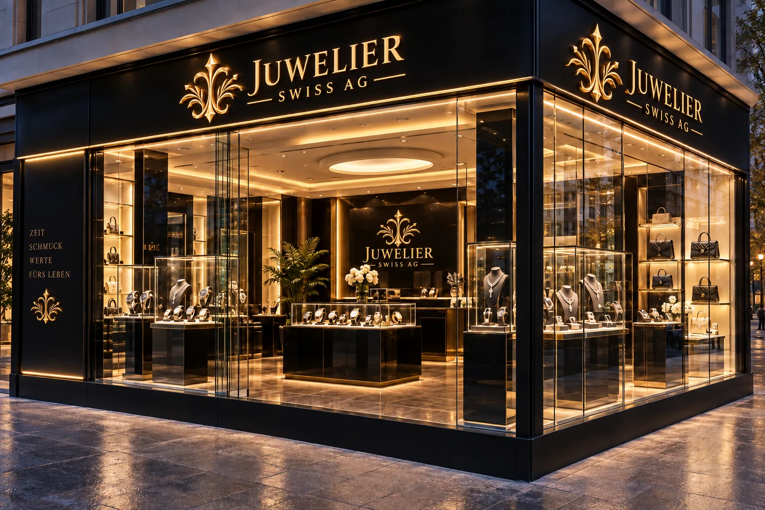Konzeptvisualisierung des geplanten Ladengeschäfts Juwelier Swiss AG